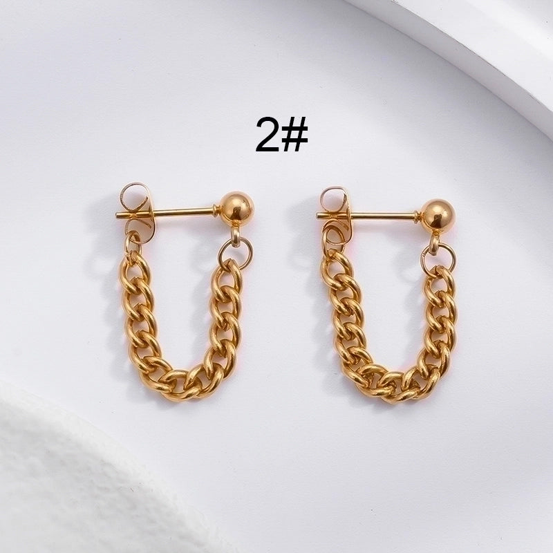 1 Pair Hip-Hop Geometric Cross Feather Plating 316 Stainless Steel Earrings