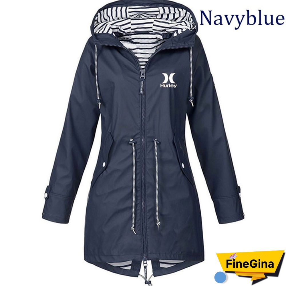 Women Outdoor Waterproof Rain Jacket Running Coat Jackets Climbing Hooded Sleeve Hooded Windbreaker Jacket