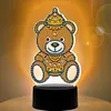 DIY Diamond Painting 7 Color Night Light Lamp Home Decoration Ornament Gift Kit(Bear)