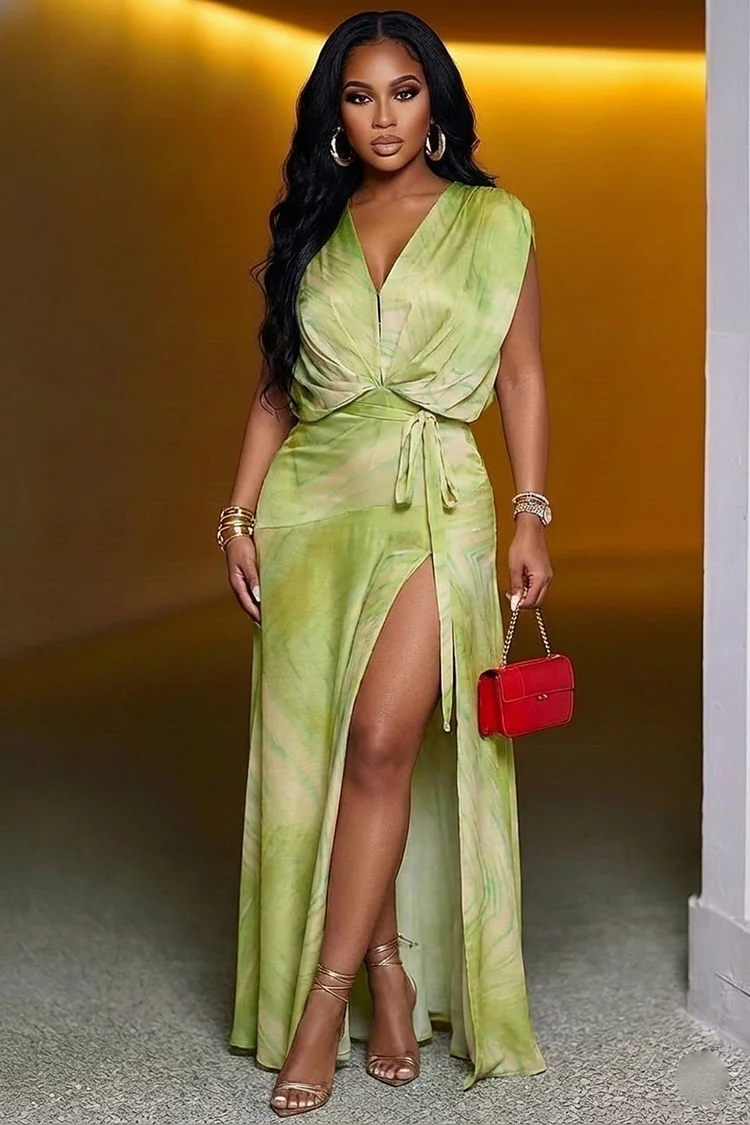 deep v high slit maxi dress Cinderella Divine
