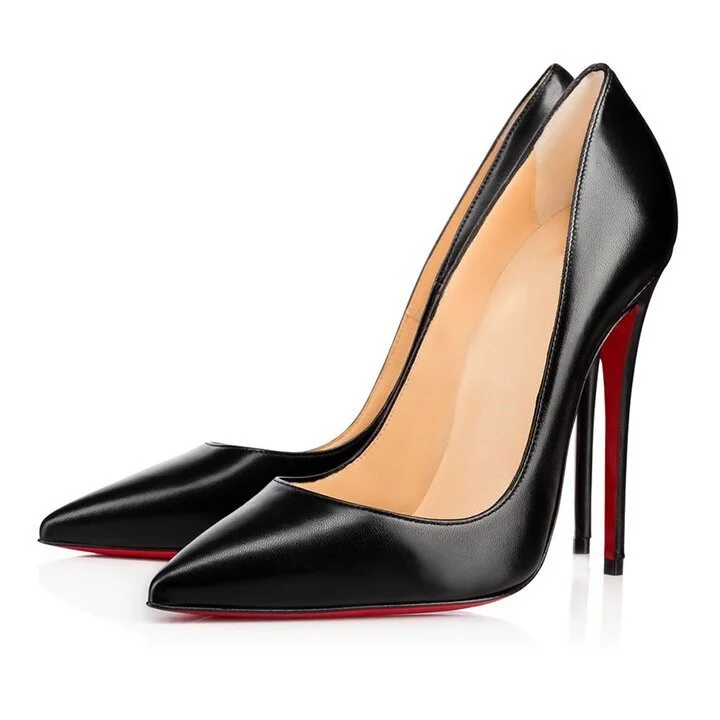 120mm Classic Fashion Black Pointed Toe High Heels Party Wedding Red Bottoms Pumps VOCOSI VOCOSI