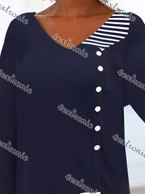 Women Half Sleeve V-neck Solid Color Dress