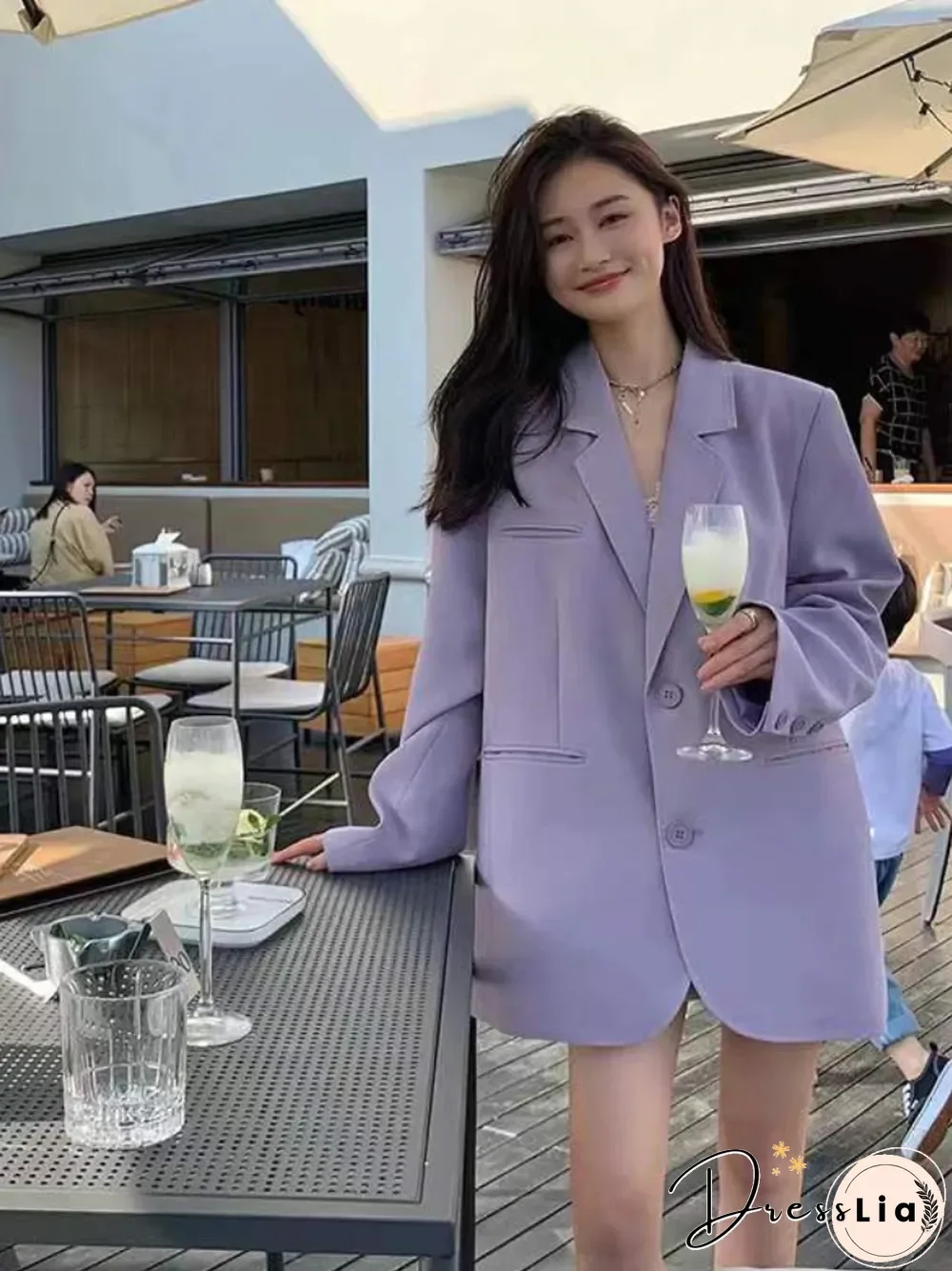 Purple Suit Jacket Women's New Korean Version Oversize Design Casual Suit All Match Fashion Blazer Mujer Office Lady Coat