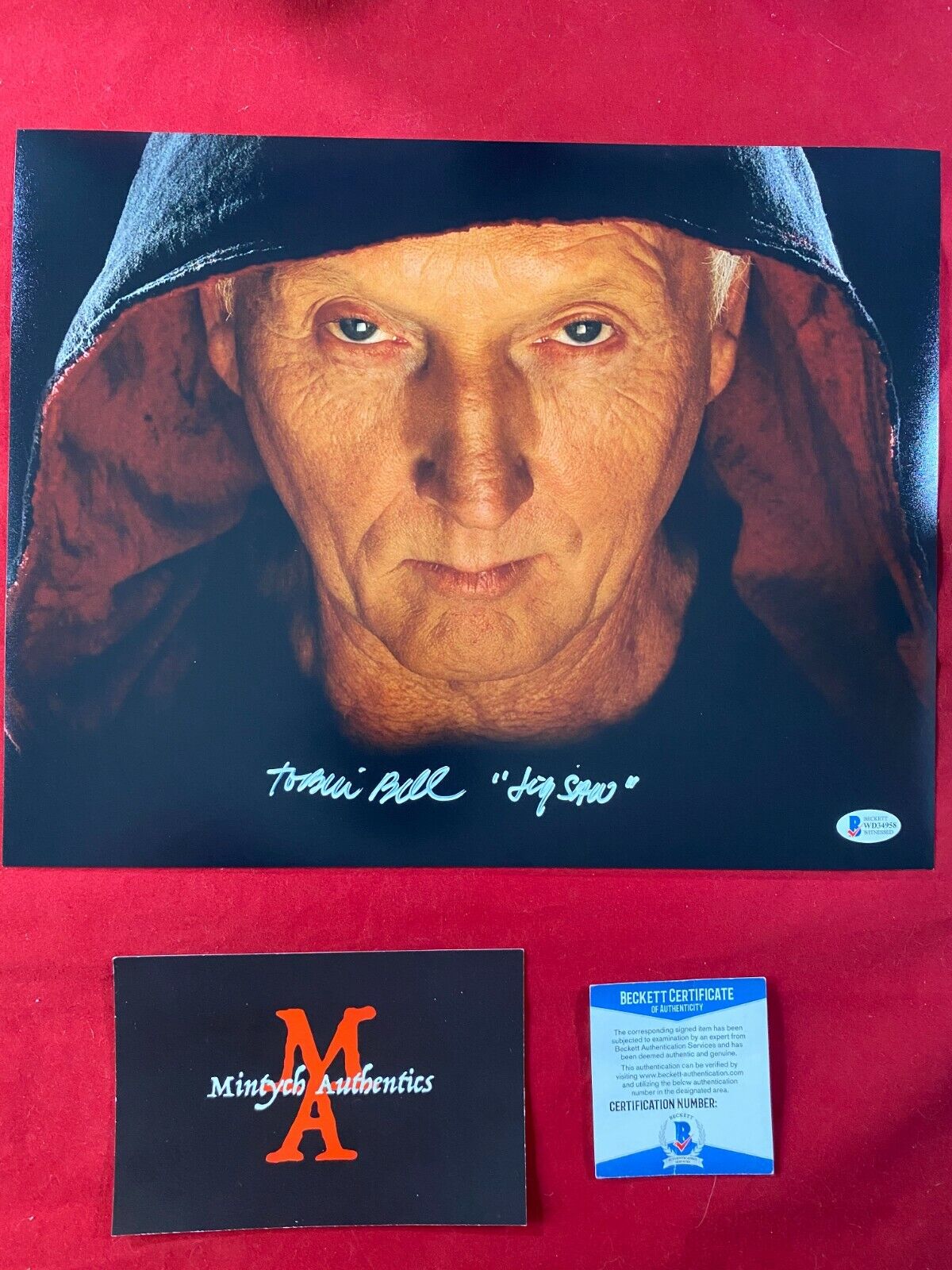 TOBIN BELL JIGSAW SAW AUTOGRAPHED SIGNED 11x14 Photo Poster painting! BECKETT COA! HORROR!