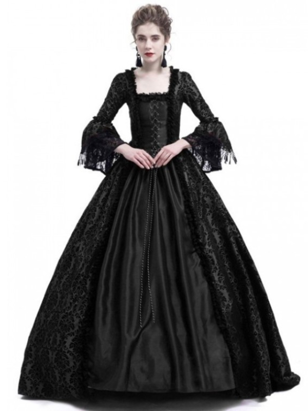Elegant Party Lace Up Square Collar Swing Dress