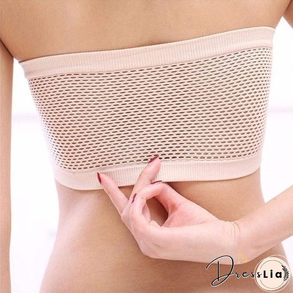 Women Seamless Strapless High Elastic Wrapped Invisible Strapless Soft Chest Wraps Tube Tops Push Up Bra Breathable Crop Top