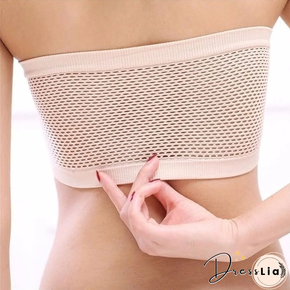 Women Seamless Strapless High Elastic Wrapped Invisible Strapless Soft Chest Wraps Tube Tops Push Up Bra Breathable Crop Top