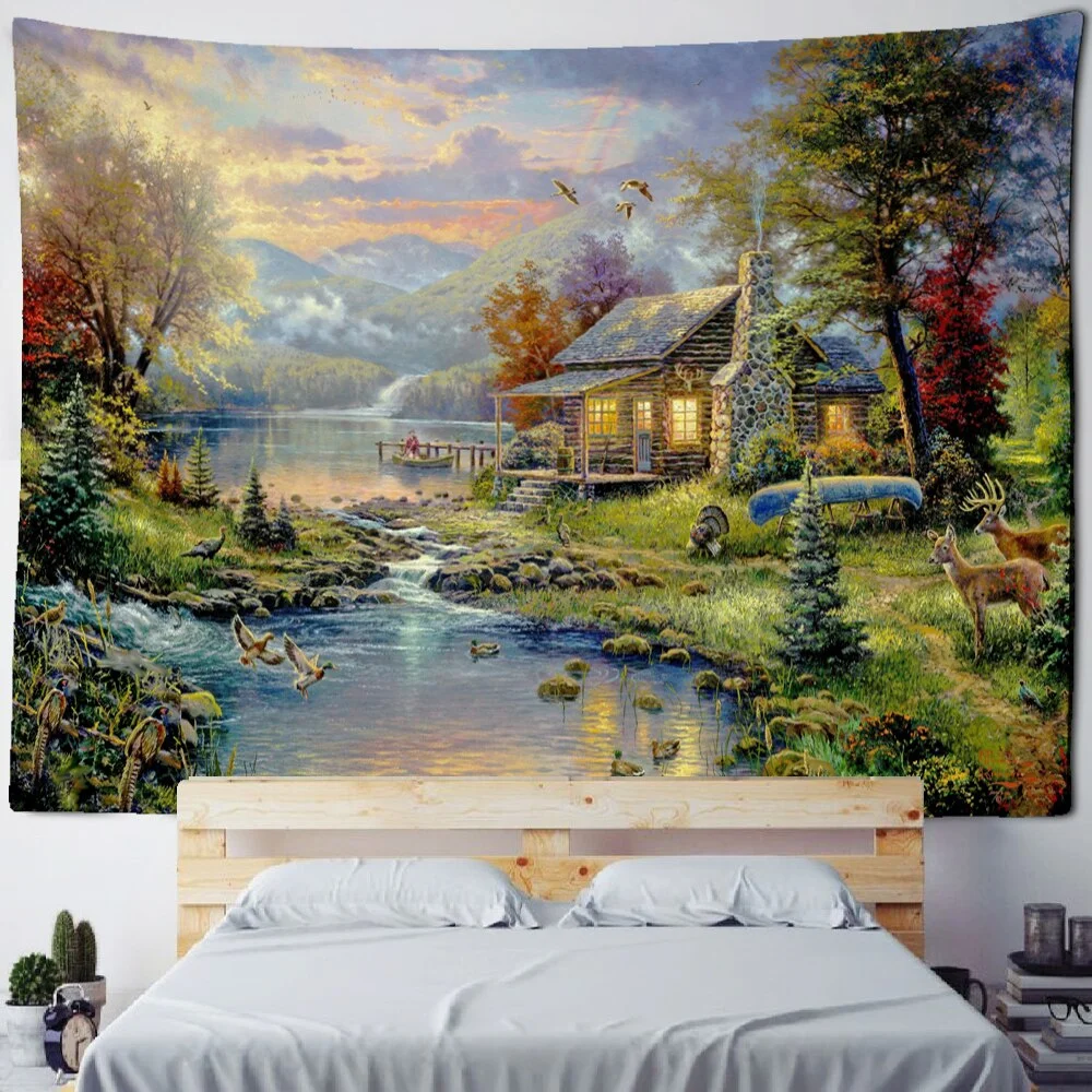 Christmas And New Year Dance Party Tapestry Wall Hanging Holiday Gift Snowman Oil Painting Art Room Home Decor