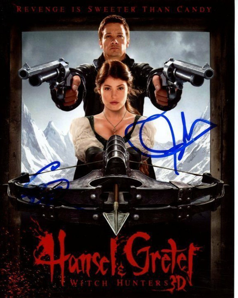 Gemma arterton & jeremy renner signed autographed hansel gretel Photo Poster painting