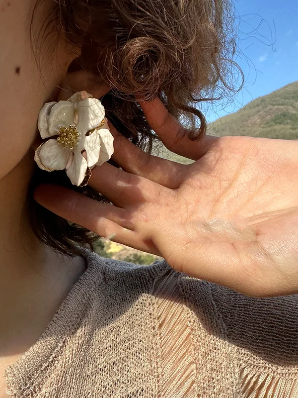 Flower Shape Three-Dimensional Flower Earrings Accessories