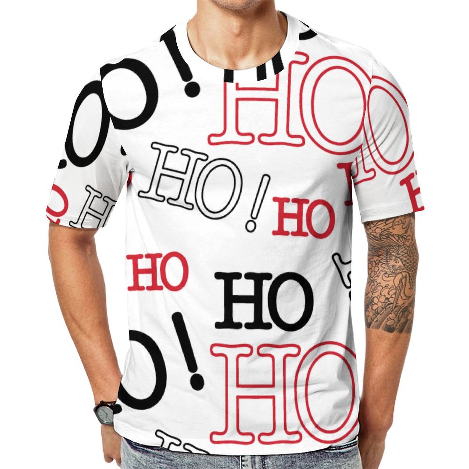 Ho Ho Ho Christmas Modern Typography Short Sleeve Print Unisex Tshirt Summer Casual Tees for Men and Women Coolcoshirts