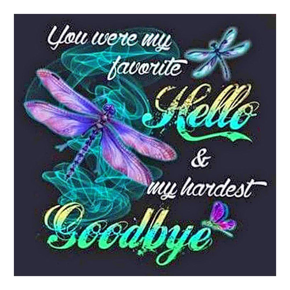 Dragonfly Word Painting 40*40CM(Canvas) Full Square Drill Diamond Painting