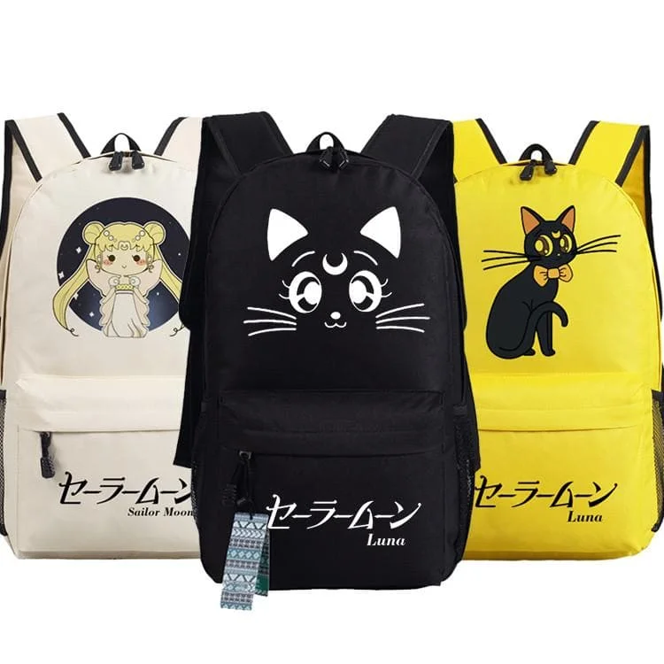 Black/White/Yellow/Navy Sailor Moon Luna Backpacks SP179426