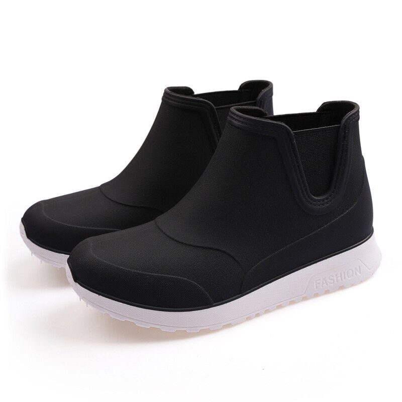 Ankle Rain Shoes Women Waterproof Water Shoes Ankle Pvc Rainboots New Female Fashion Solid Fishing Boots Slip On Winter Cotton