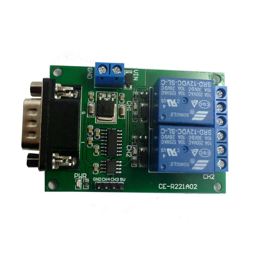 2 Way Relay Serial Port RS232 UART Remote Control Switch Relay DB9 Remote Relay Switch for Smart Home Home Automation