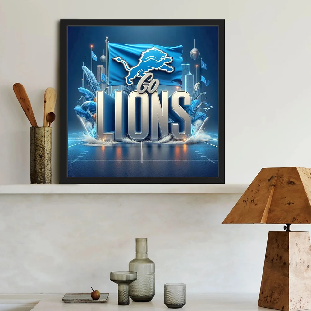 Diamond Painting - Full Round Drill - Detroit Lions(Canvas|40*40cm)