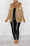 Women's Shiny Sequin Lapel Button Slim Front Blazer Coat