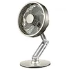 Small Stainless Steel Desk Fan For Office, Portable And Rechargeable (Titanium silver), 144&times;144&times;(175-295) mm