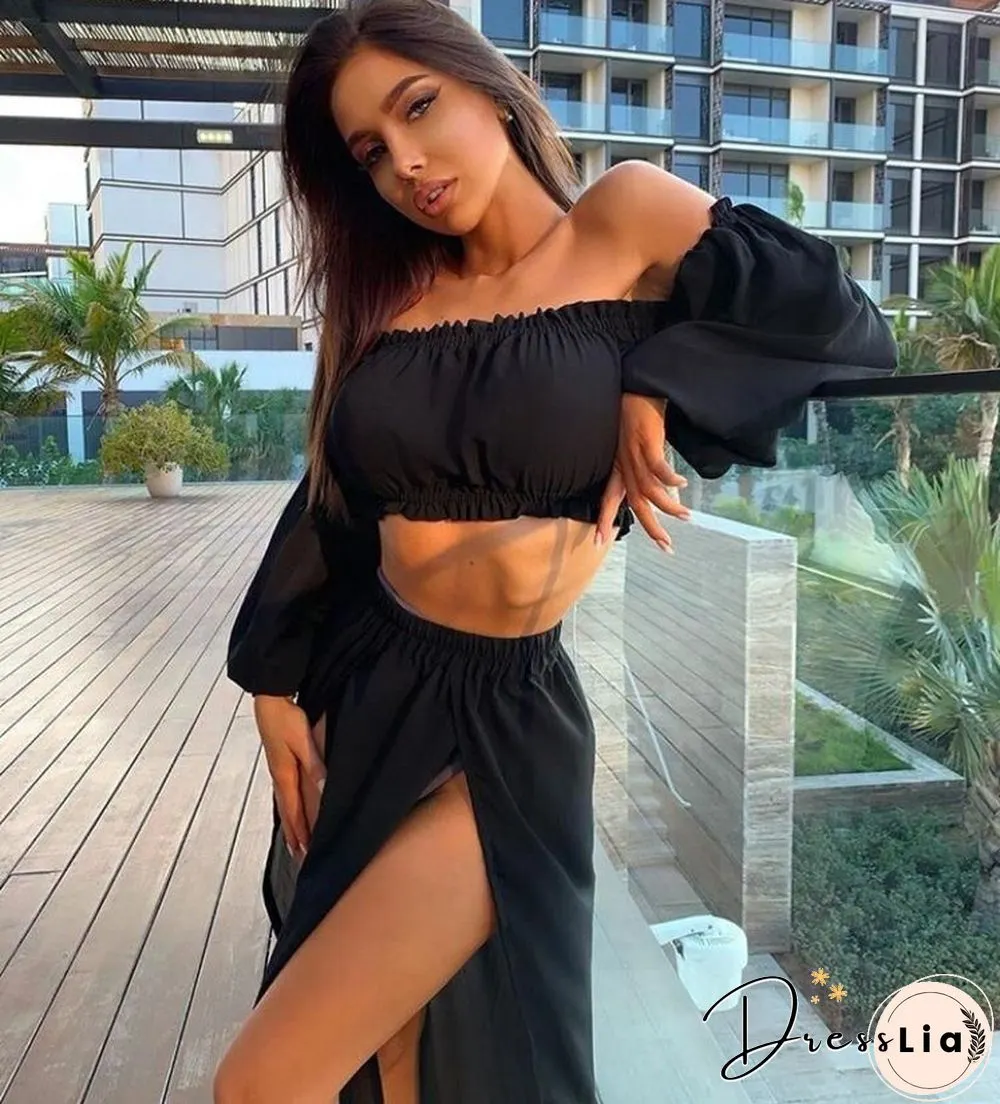 Sexy Mesh Boho Dress Women Summer Beach Solid Color Two-piece Seaside Holiday Sun