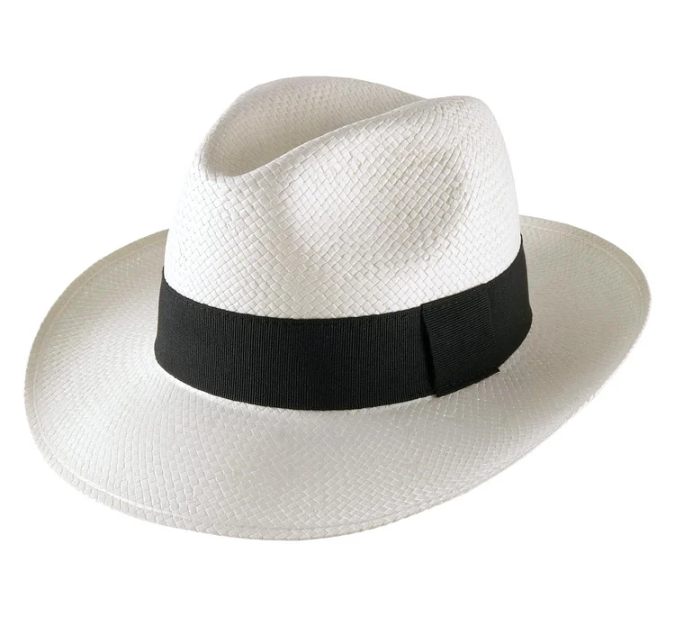 Handmade Classic 5mm Wide Straw Panama Hat-White