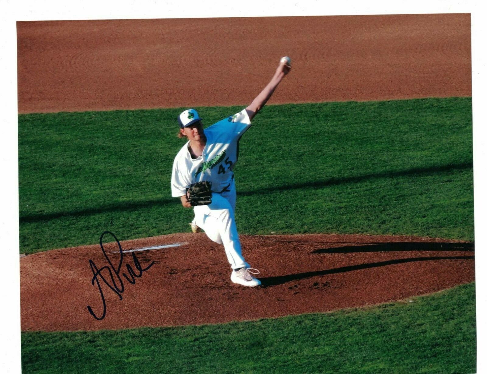 A.J. Puk Vermont Lake Monsters Oakland A's Signed 8x10 Photo Poster painting W/Our COA LML87