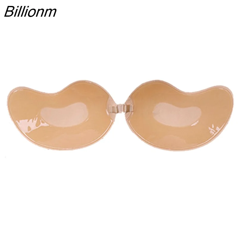 Billionm Sexy Women Invisible Push Up Bra Self-Adhesive Silicone Bust Front Closure Sticky Bra Black Skin Backless Strapless Bra