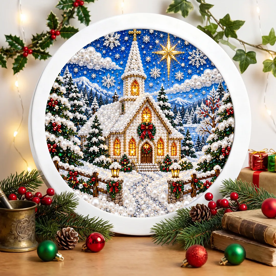 Framed Pearl Painting Craft Kit Church Holiday 7.87x7.87in