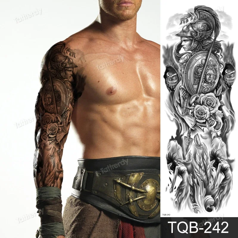 clock lion king fox forest temporary tattoos men sexy body art makeup tattoo sticker black waterproof custom totem maori tatoo