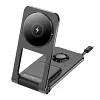 VoltAxis Foldable Zinc Alloy Metal 3-in-1 Magnetic 15W Wireless Charger Portable Fast Charger with Retractable Cable