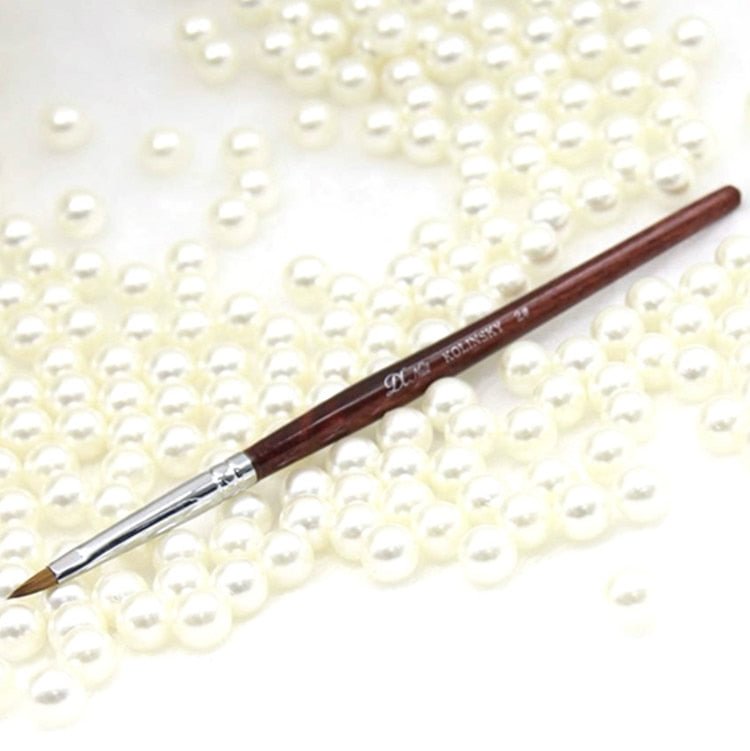 Kolinsky Sable Acrylic Nail Brush for Powder Manicure Flat Wood Handle Gel Builder Brushes Liquid Glitter Drawing Pen Nail Tools