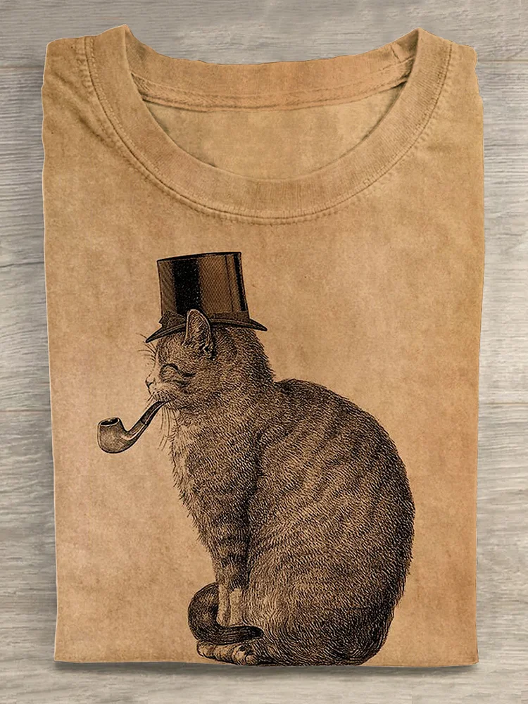 Vintage Funny Cat Art Print T-shirt
