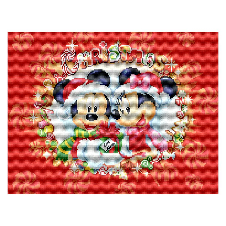 Mickey Mouse - 11CT 3 Strands Threads Printed Cross Stitch Kit - 50x40cm(Canvas)
