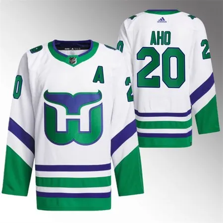 Men's Carolina Hurricanes #20 Sebastian Aho White Stitched Premium Jersey