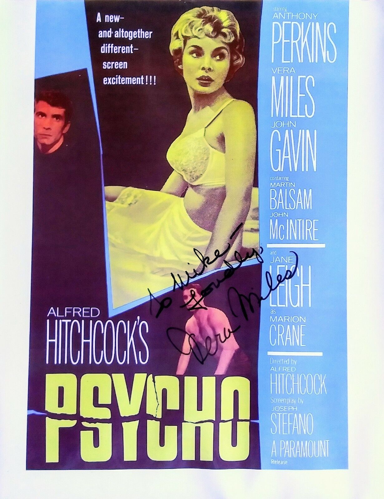 VERA MILES AUTOGRAPHED SIGNED 8.5x11 Photo Poster painting - PSYCHO NORMAN BATES HORROR CLASSIC