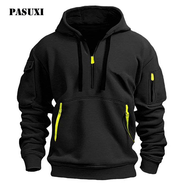 PASUXI OEM Men's Fleece Hoodie Casual Long Sleeve 1/4 Zipper Pullover Sweatshirts