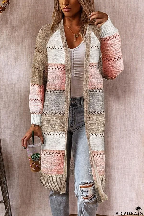 Colorblock Long Sleeve Cardigan