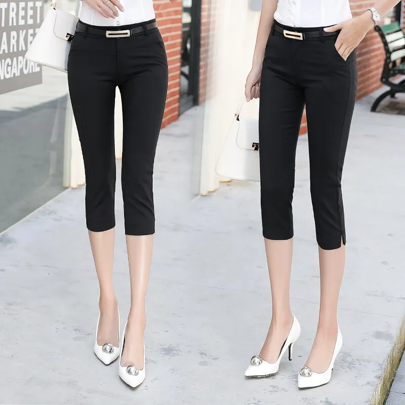 Pants Women Summer Skinny Breeches Cropped Trousers High Waist Office Lady Slim Capris Pantalon Femme Woman Bodycon Pencil Pant