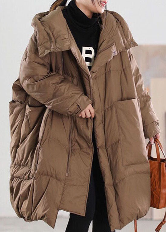 VCSHOES Chocolate Hooded Loose Duck Down coat Winter