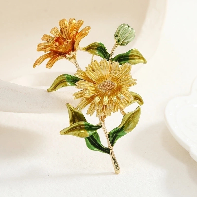 Retro Pin Flower Alloy Enamel Women'S Brooches