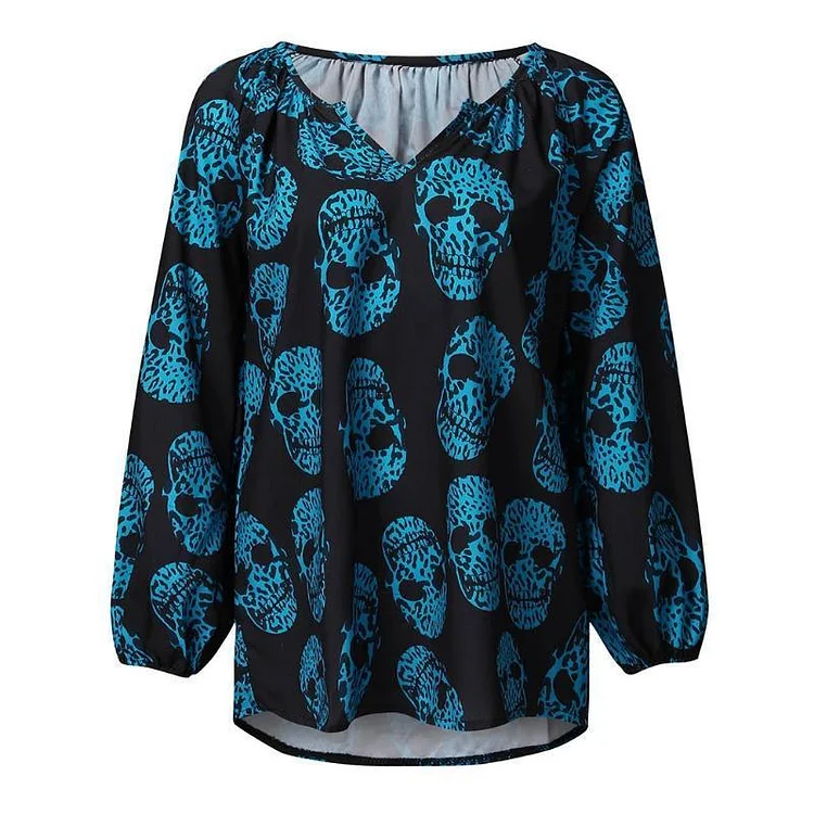 Halloween New Women's Casual Printing V-neck Long-Sleeved Shirt | 168DEAL