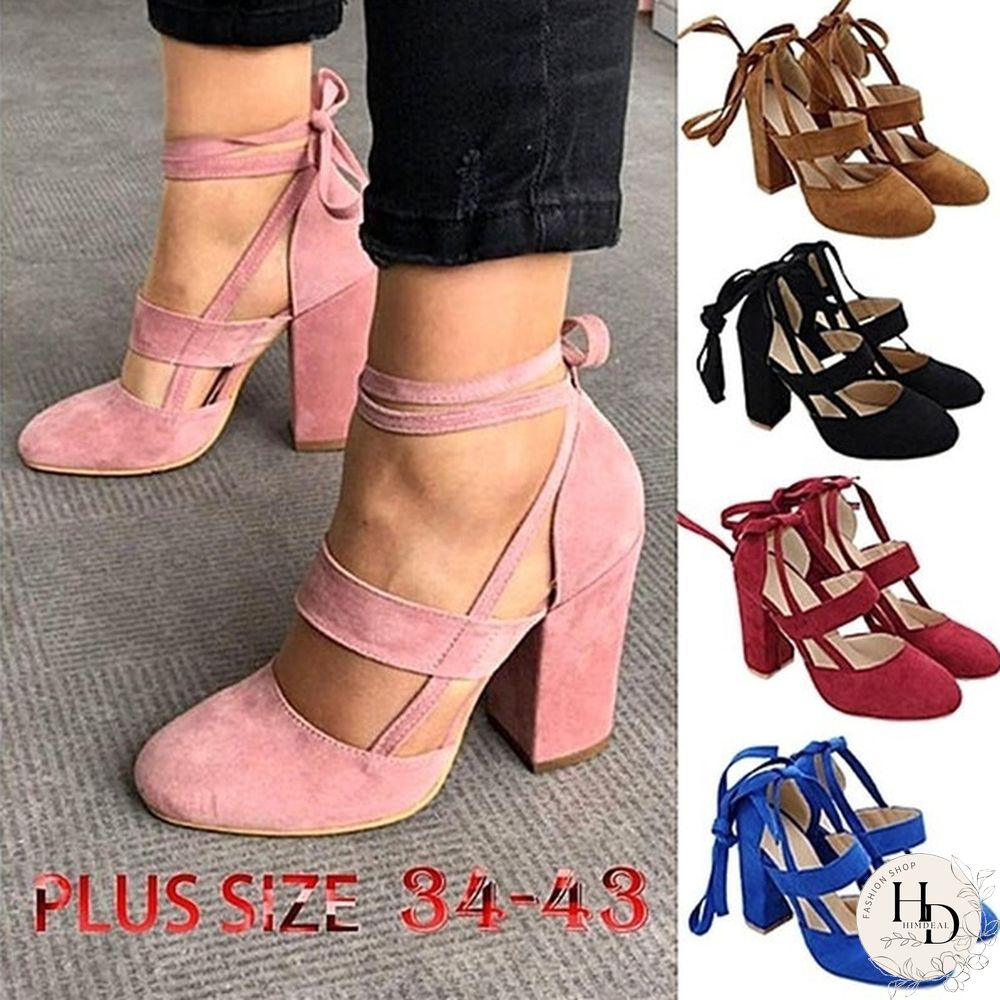 Women Sexy Heels 5 Colors Suede Straps Thick High Heeled Shoes Summer Party Sandals