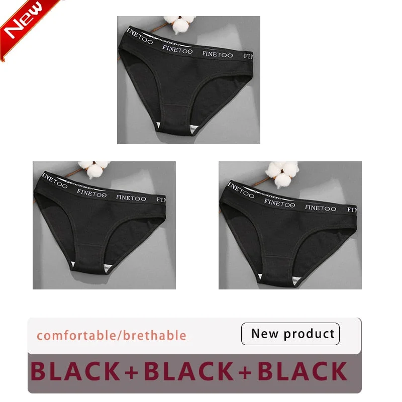 3PCS/Set Cotton Underwear For Woman Sexy Letter Panties Underpants Female M-XL Briefs Intimates Lingerie 6 Solid Color Pantys