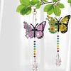 6Pcs Flower Butterfly DIY Diamond Painting Wind Chimes Crystal Window Suncatcher Craft Set Birthday Gifts Home Garden Decor