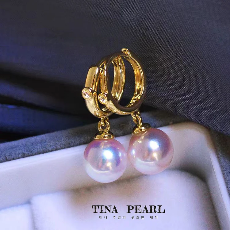 TINA Jewelry Seawater akoya Pearl +18k gold earrings