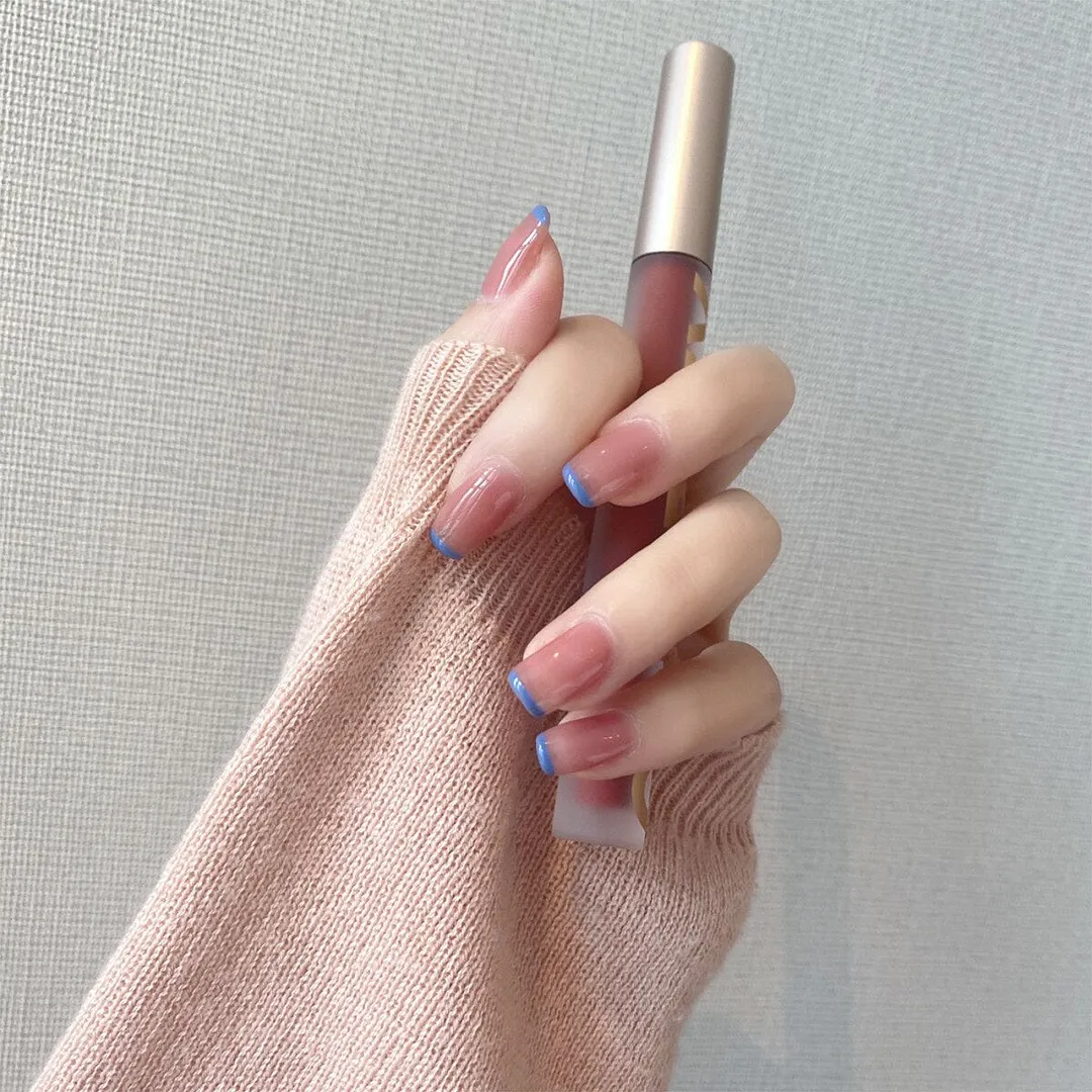 24pcs French False Nails Hit Color Nail Tips With Glue Press On Nail Manicure Tools Full cover Flat Fake Nail Art Decoration-Nail Inspo