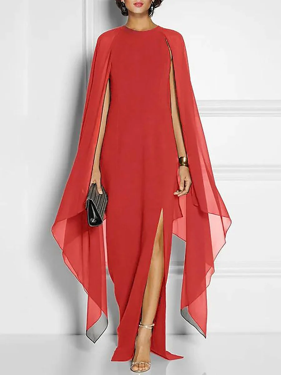 Round Neck with Cover-Up Maxi Dress Evening Dress