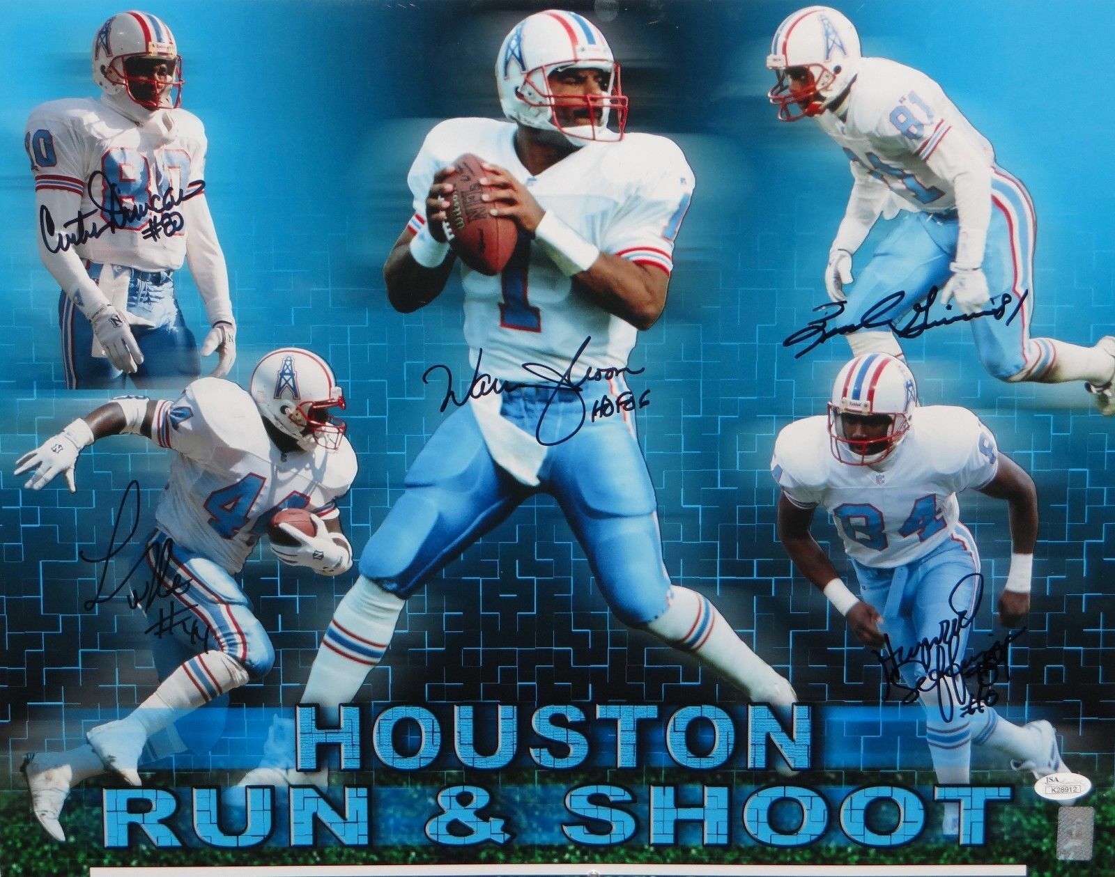 Run-N-Shoot Multi Autographed 16x20 Houston Oilers Photo Poster painting- JSA Authenticated