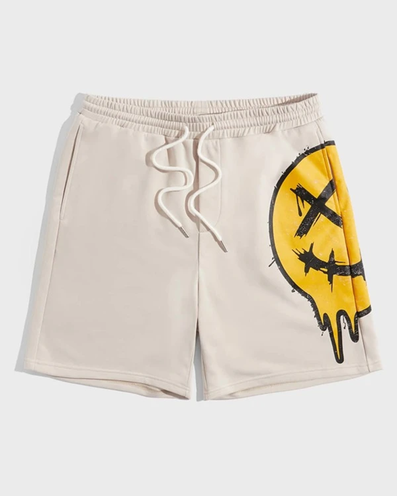 Men's Plus Size Cartoon Graphic Track Shorts with Drawstring Waist