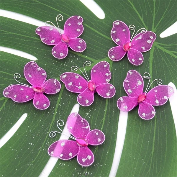 100Pcs  Multicolor Mesh PVC Butterfly 3D Wall Stickers For Girl Kids Baby Rooms Kitchen Fridge Wedding Home Decoration