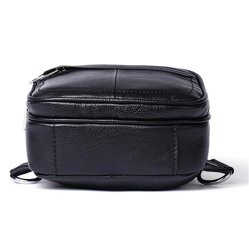 Casual Style Grain Textured Multiple Pocket Earphone Jack Adjustable Sling Strap Chest Bag